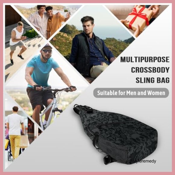 Polyester Sling Backpack, Crossbody Daypack for Hiking Travel